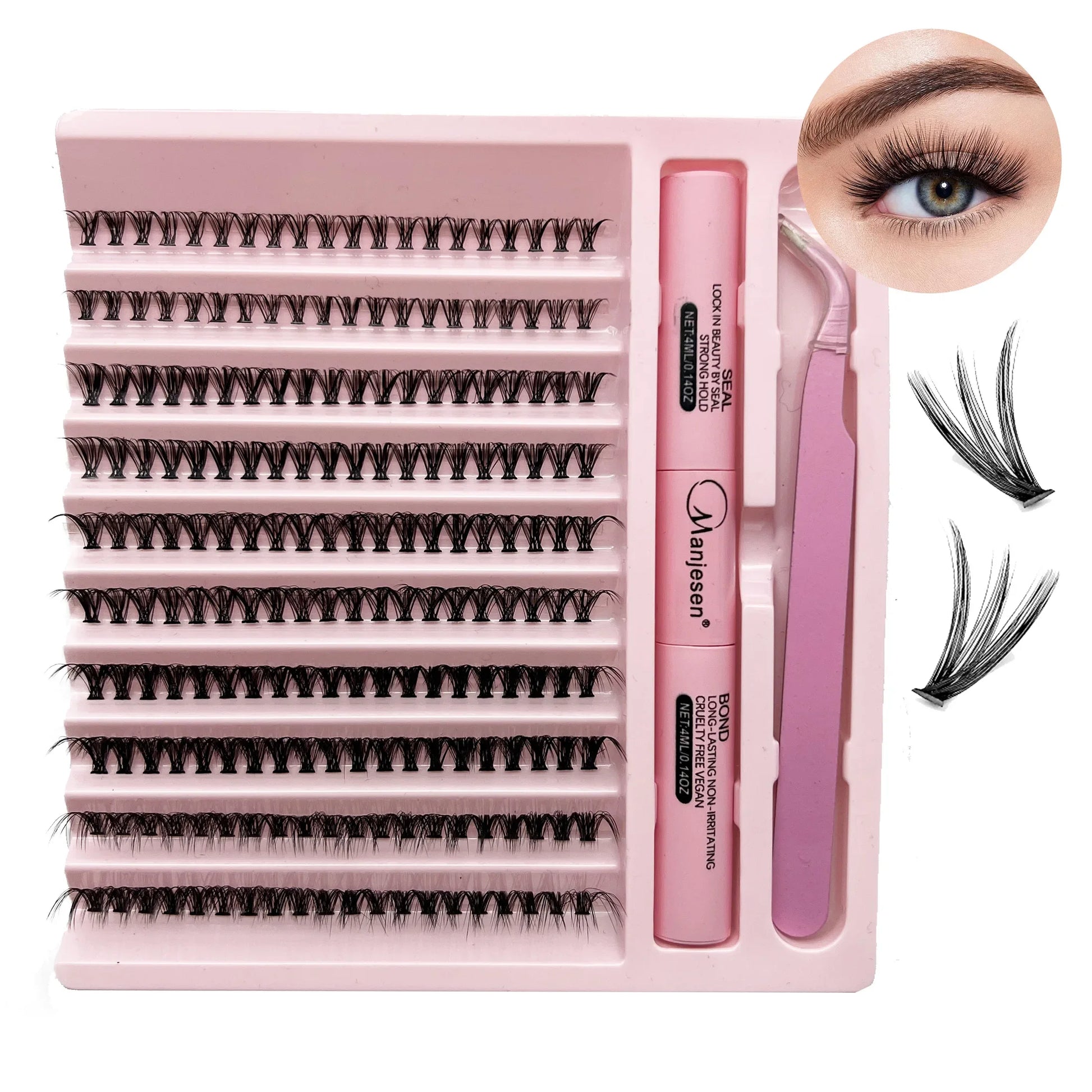 DIY Lashes Extension Kit Eyelashes 200 PCS Clusters Lash Bond and Seal Makeup Tools for Gluing Lashes Gluing Glue Accessories