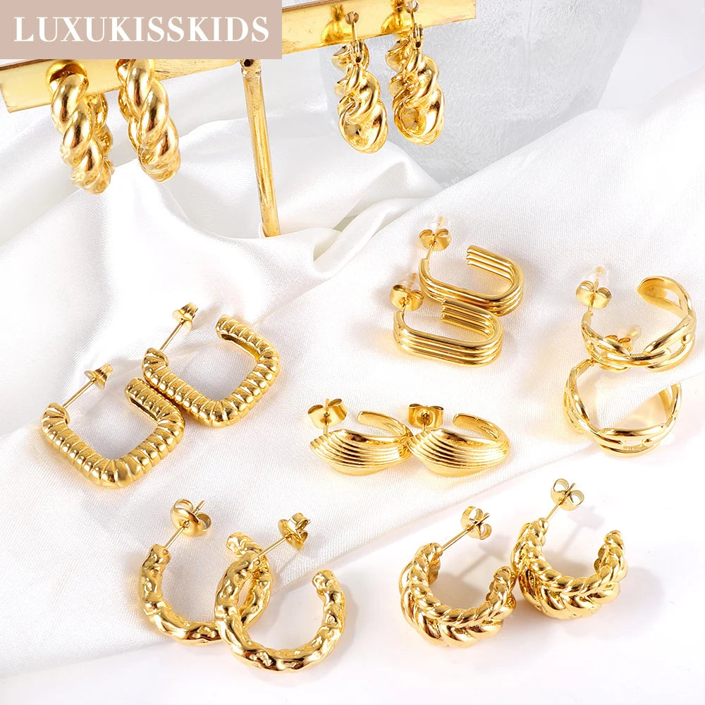 LUXUKISSKIDS Gold Color Luxury Hoop Earrings Aesthetic Hyperbole Big Round Statements Earrings Modern Fashion Korea Jewelry Gift