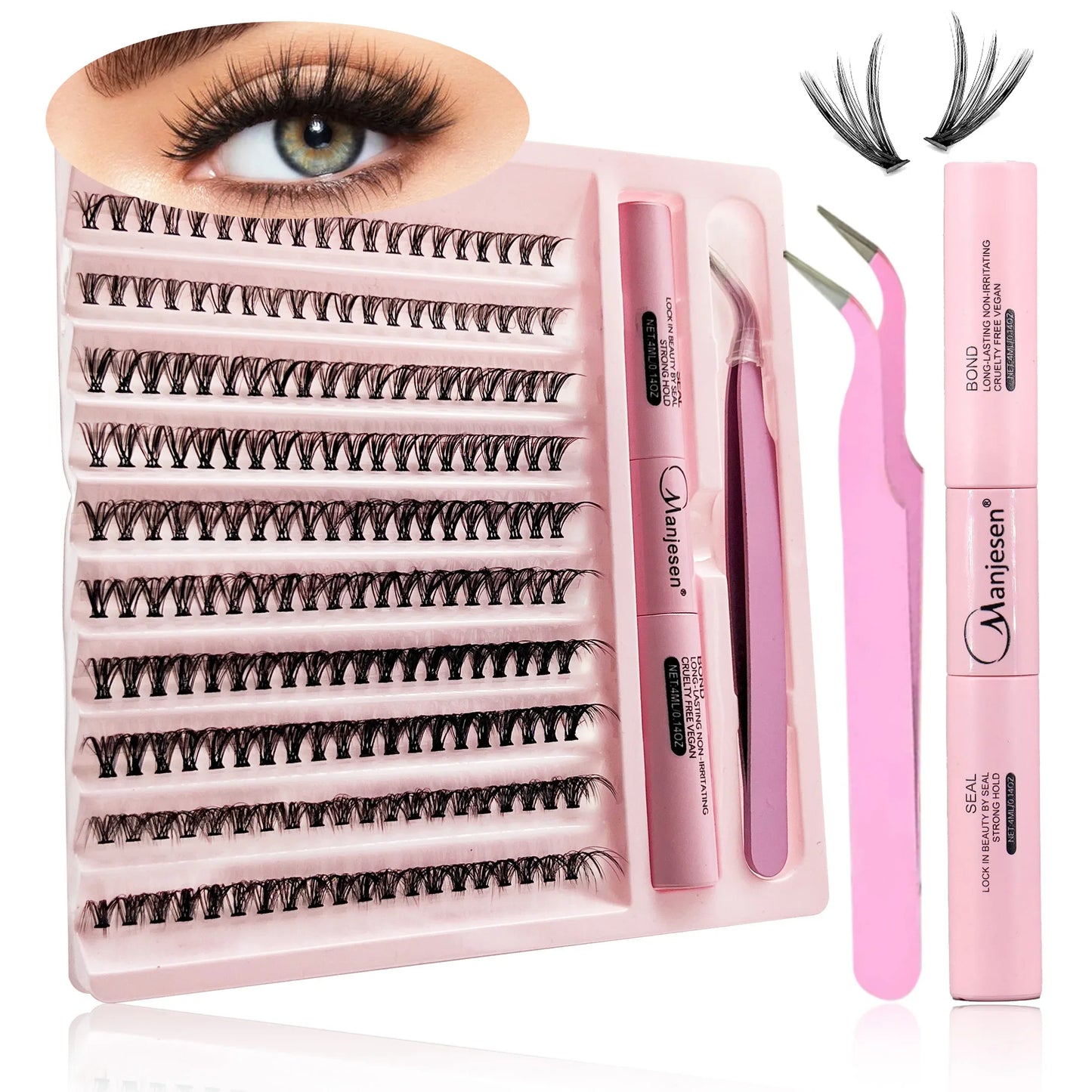 DIY Lashes Extension Kit Eyelashes 200 PCS Clusters Lash Bond and Seal Makeup Tools for Gluing Lashes Gluing Glue Accessories