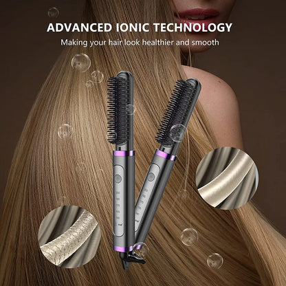 Dropshipping Electric Hair Straightener Hot Comb Brush Negative Ion Heating Hair Straightening Curler Brush