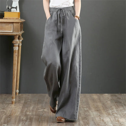 Solid Color Cotton Linen Wide Leg Pants Women Casual Vintage Harajuku Boho Ladies Trousers Hip Hop Oversized Streetwear Female