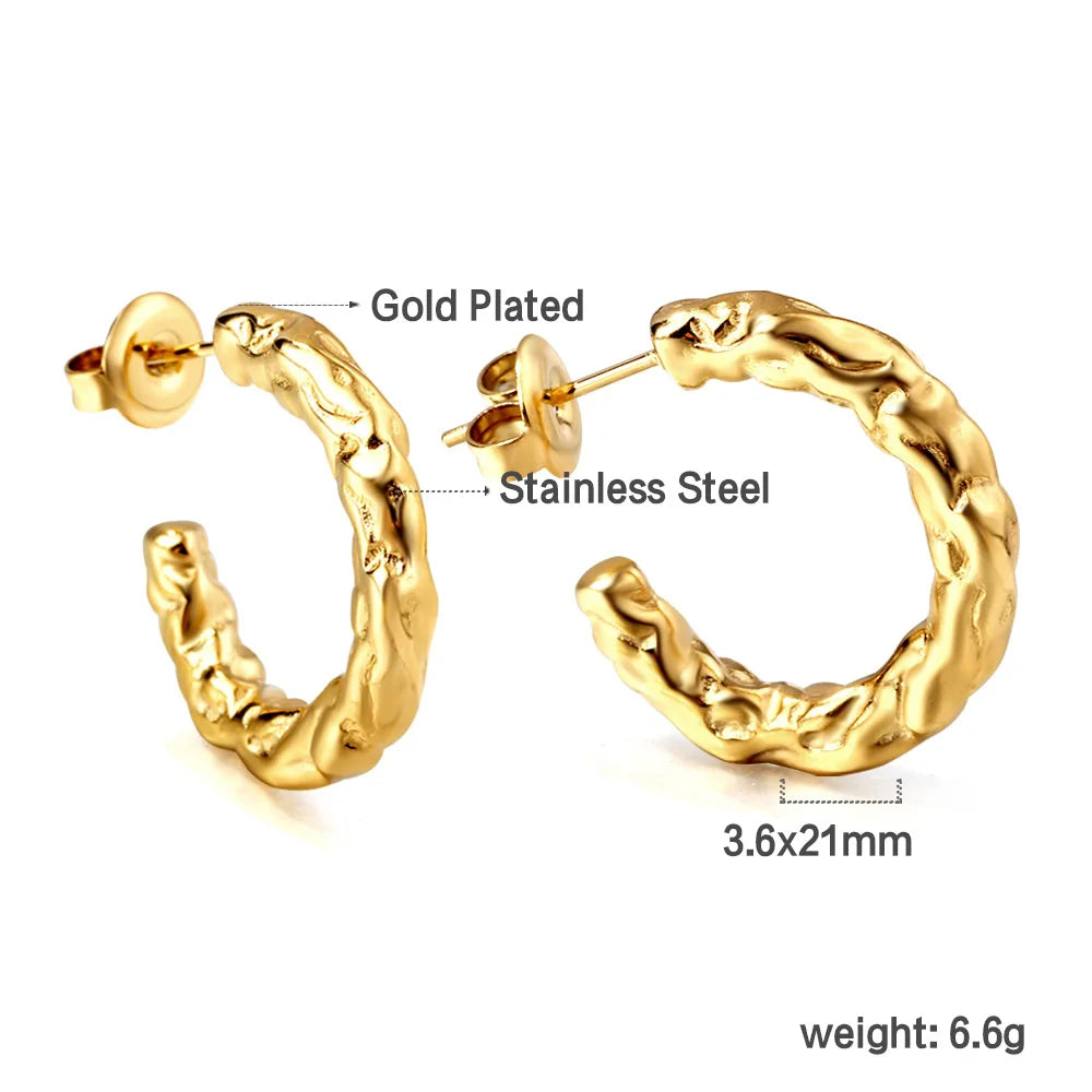 LUXUKISSKIDS Gold Color Luxury Hoop Earrings Aesthetic Hyperbole Big Round Statements Earrings Modern Fashion Korea Jewelry Gift