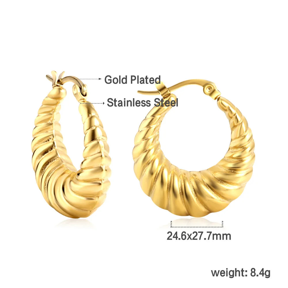 LUXUKISSKIDS Gold Color Luxury Hoop Earrings Aesthetic Hyperbole Big Round Statements Earrings Modern Fashion Korea Jewelry Gift