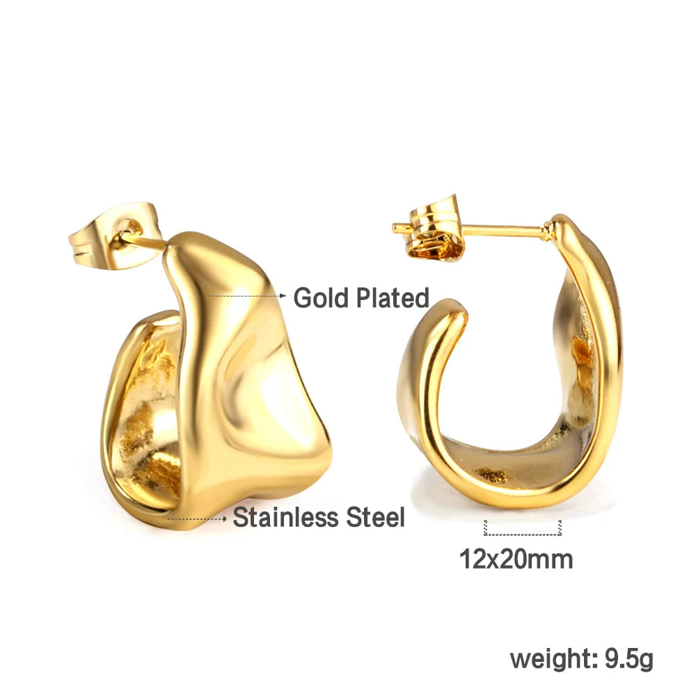 LUXUKISSKIDS Gold Color Luxury Hoop Earrings Aesthetic Hyperbole Big Round Statements Earrings Modern Fashion Korea Jewelry Gift