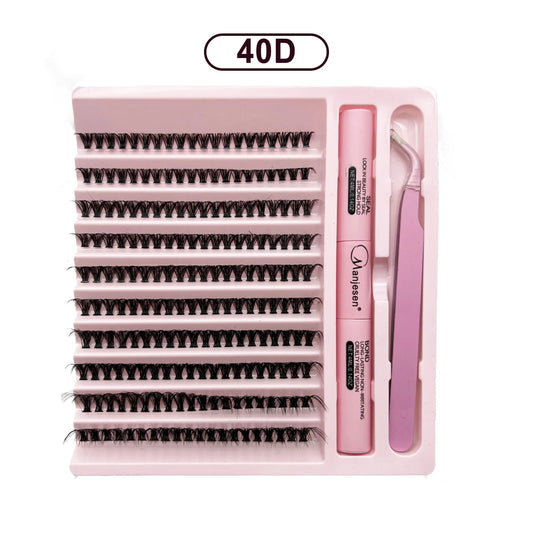 DIY Lashes Extension Kit Eyelashes 200 PCS Clusters Lash Bond and Seal Makeup Tools for Gluing Lashes Gluing Glue Accessories