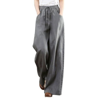 Solid Color Cotton Linen Wide Leg Pants Women Casual Vintage Harajuku Boho Ladies Trousers Hip Hop Oversized Streetwear Female