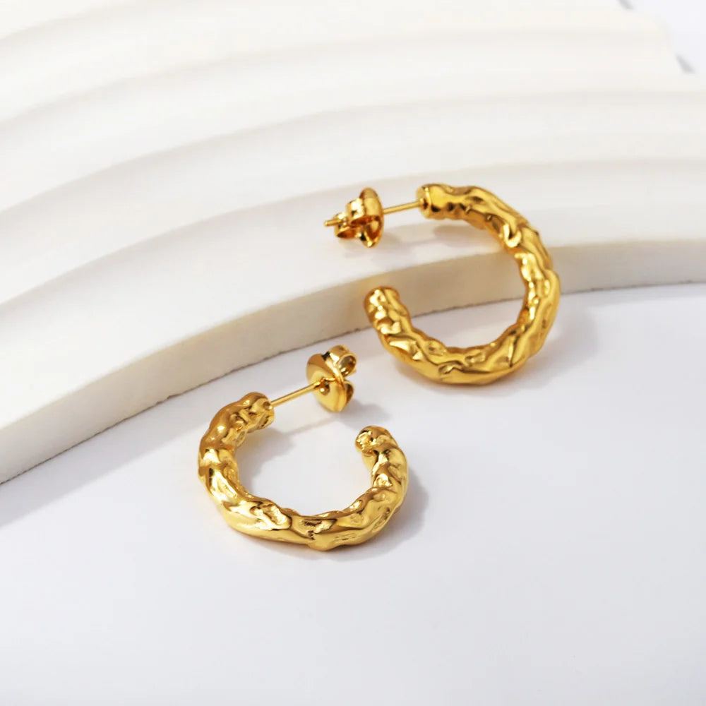 LUXUKISSKIDS Gold Color Luxury Hoop Earrings Aesthetic Hyperbole Big Round Statements Earrings Modern Fashion Korea Jewelry Gift