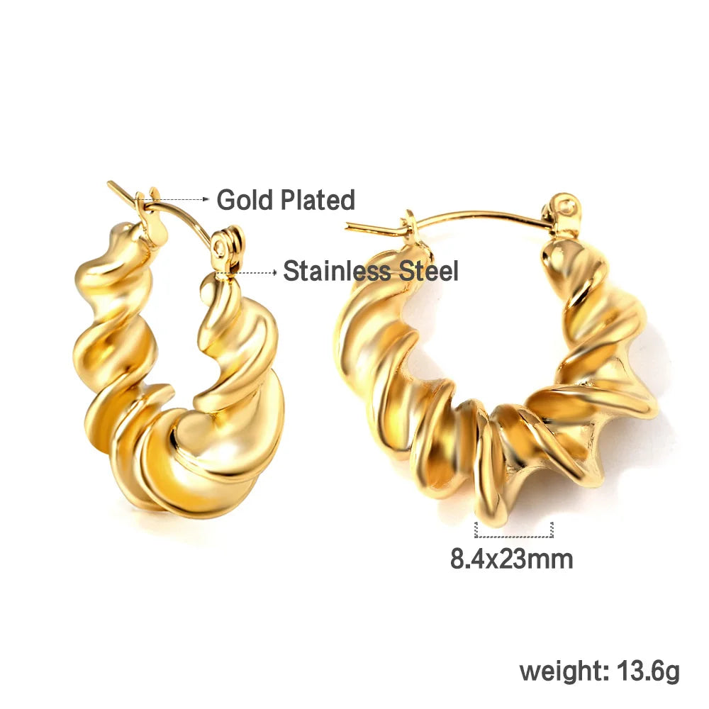 LUXUKISSKIDS Gold Color Luxury Hoop Earrings Aesthetic Hyperbole Big Round Statements Earrings Modern Fashion Korea Jewelry Gift