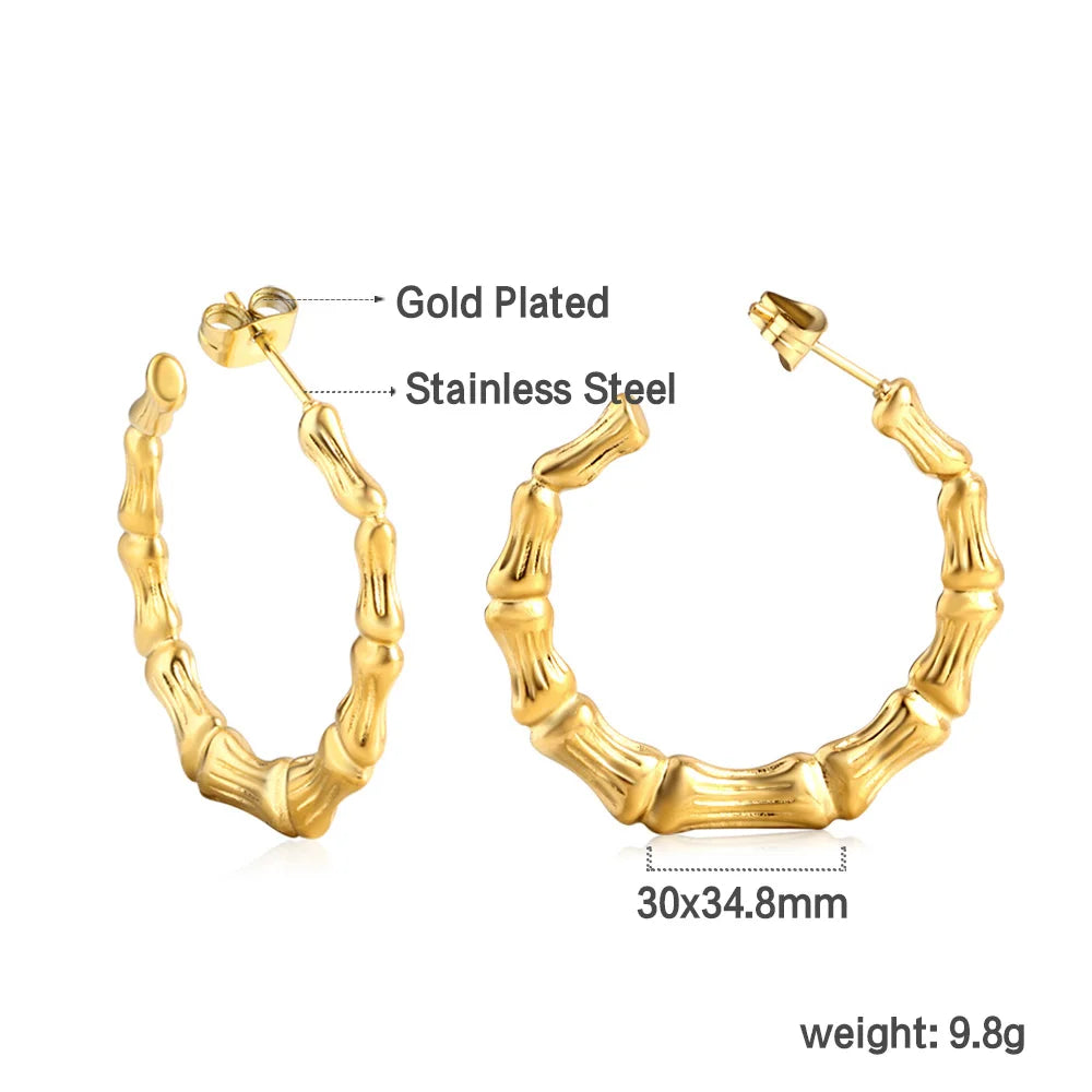 LUXUKISSKIDS Gold Color Luxury Hoop Earrings Aesthetic Hyperbole Big Round Statements Earrings Modern Fashion Korea Jewelry Gift