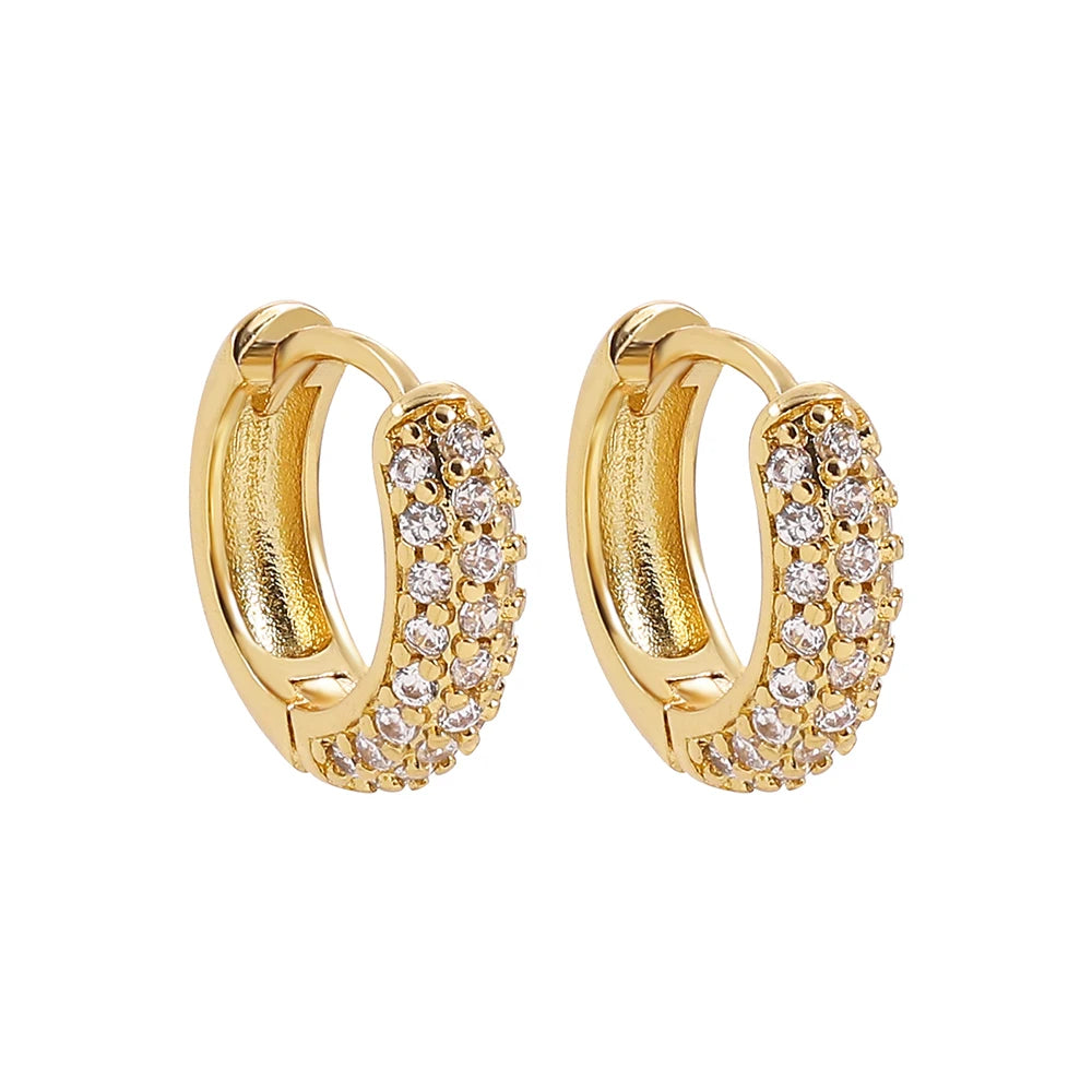 Fashion CZ Zircon Round Huggie Hoop Earrings for Women Geometric U Shape Ear Buckle Hoops Gold Plated Stainless Steel Jewelry