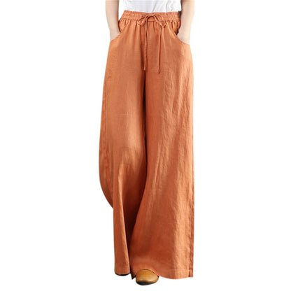 Solid Color Cotton Linen Wide Leg Pants Women Casual Vintage Harajuku Boho Ladies Trousers Hip Hop Oversized Streetwear Female