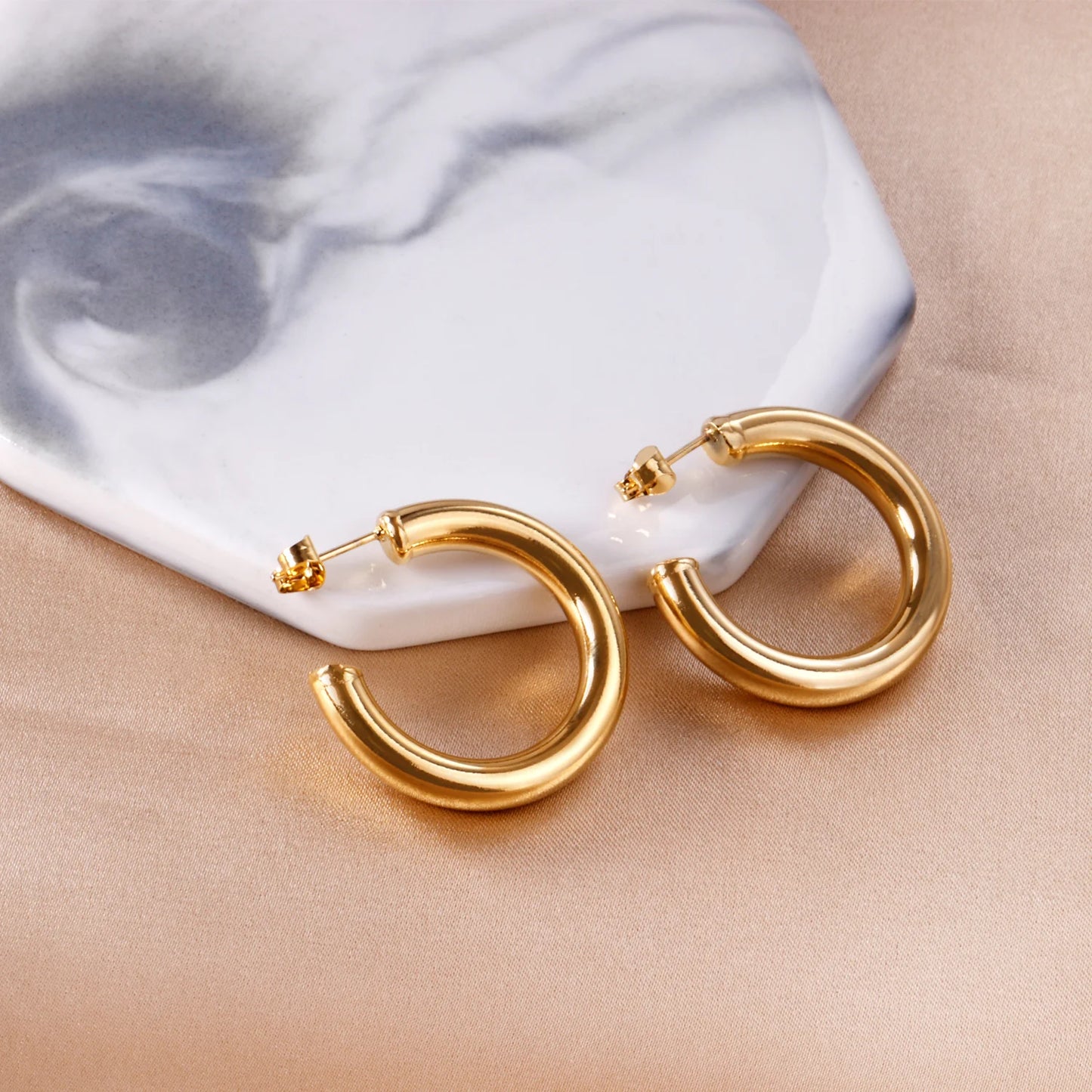 LUXUKISSKIDS Gold Color Luxury Hoop Earrings Aesthetic Hyperbole Big Round Statements Earrings Modern Fashion Korea Jewelry Gift