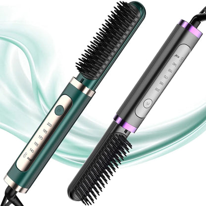 Dropshipping Electric Hair Straightener Hot Comb Brush Negative Ion Heating Hair Straightening Curler Brush