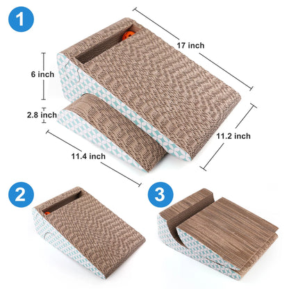 2-in-1 Removable Corrugated Cat Scratching Pad with Catnip and Ball