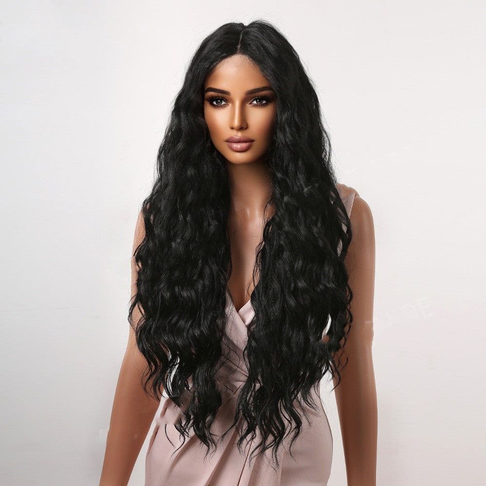 Domestic Silk High Temperature Silk Wig Woman With Long Curly Hair In The Middle