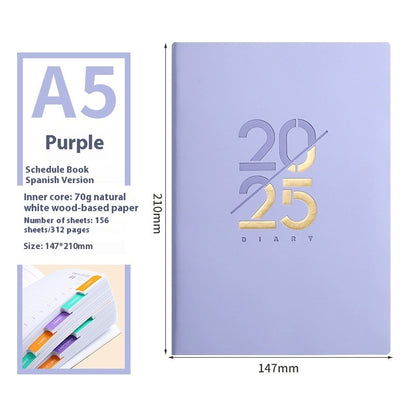 2025 Soft Leather A5 Daily Plan Schedule Book