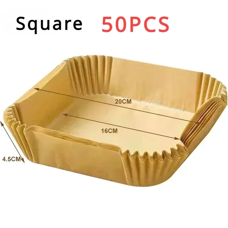 50pcs/set Air Fryer Disposable Paper Parchment Wood Pulp Steamer Cheesecake Air Fryer Accessories Baking Paper For Air Fryer