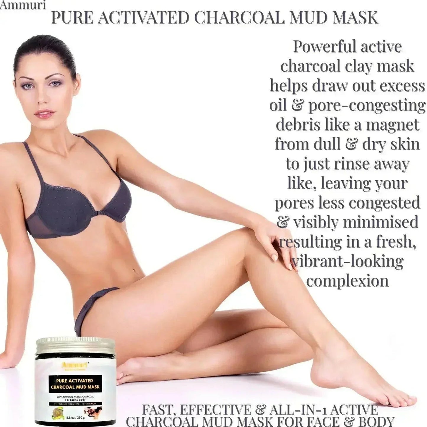 Ammuri Pure Activated Charcoal Mud Mask for Face & Body