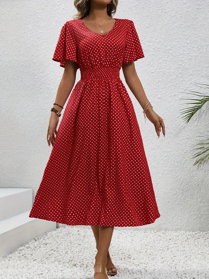 Women's Small Floral Print Short Sleeve Dress