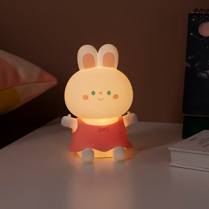 Rabbit Silicone Lamp USB Charging Dimming Timing Colorful Light Children's Birthday Gifts Led Small Night Lamp