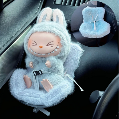 Labubu Car Safety Seat For 15-17cm Mini Plush Idol Doll Air Outlet Aromatherapy Car Ornament Gifts Car Interior Decoration