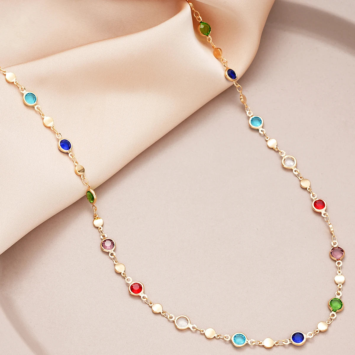 Bohemian Colorful Long Y-Shaped Necklace for Women Vintage Gold Color Metal Crystal Pendant Necklace Summer Holiday Jewelry Gift