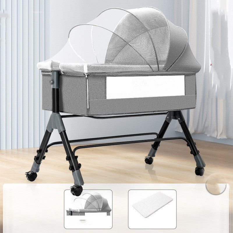 Baby Splicing Portable Multifunctional Mobile Folding Cradle Bed