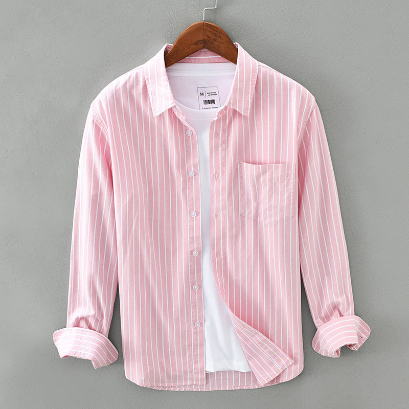 Men's Cotton Striped Long Sleeved Shirt