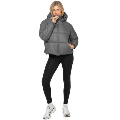 Enzo Womens Puffer Jacket Ladies Winter Warm Hooded Padded Zip Coat