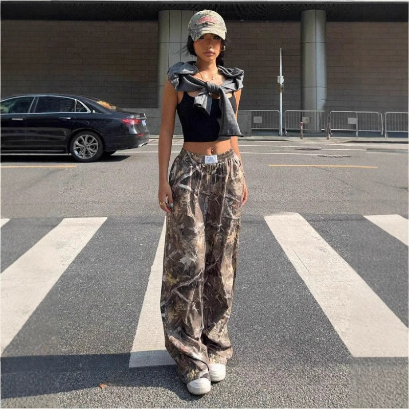 Slimming Casual Pants Hip Hop Retro Street Multi-pocket Camouflage Cargo Pants For Women Y2k Hip-hop Cargo Grunge Baggy Trousers