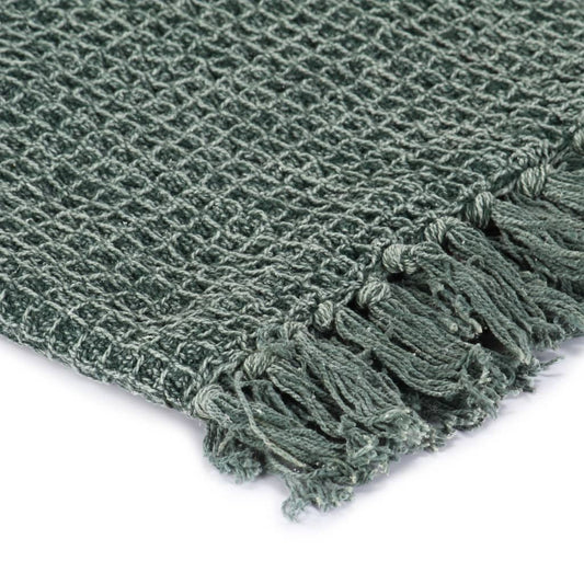 vidaXL Throw Cotton 125x150 cm Dark Green
