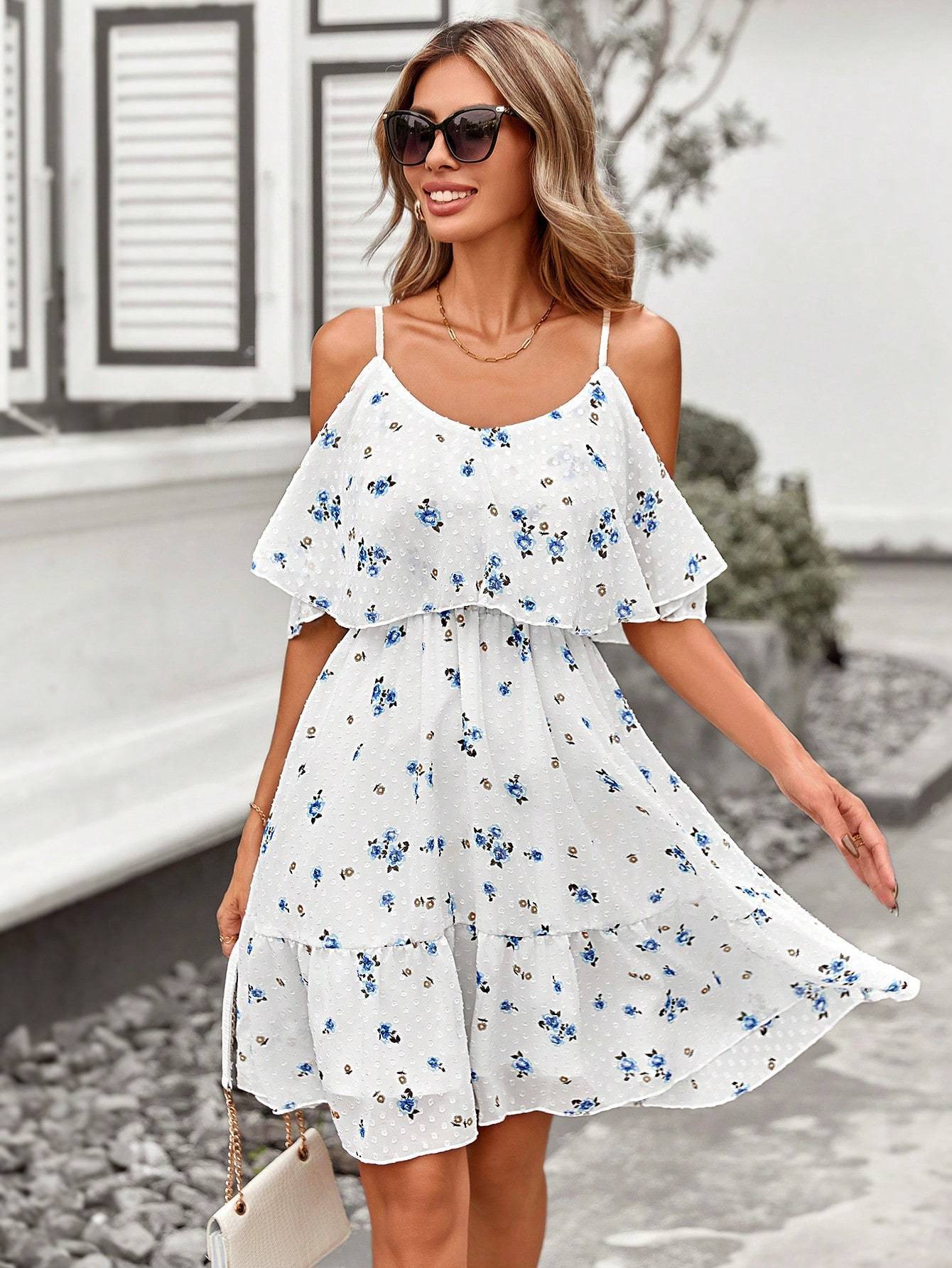 French Romantic Off-shoulder Waist Dress