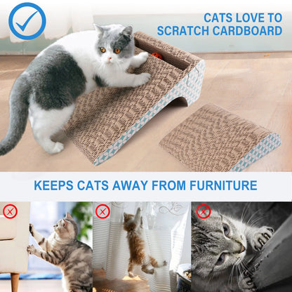 2-in-1 Removable Corrugated Cat Scratching Pad with Catnip and Ball