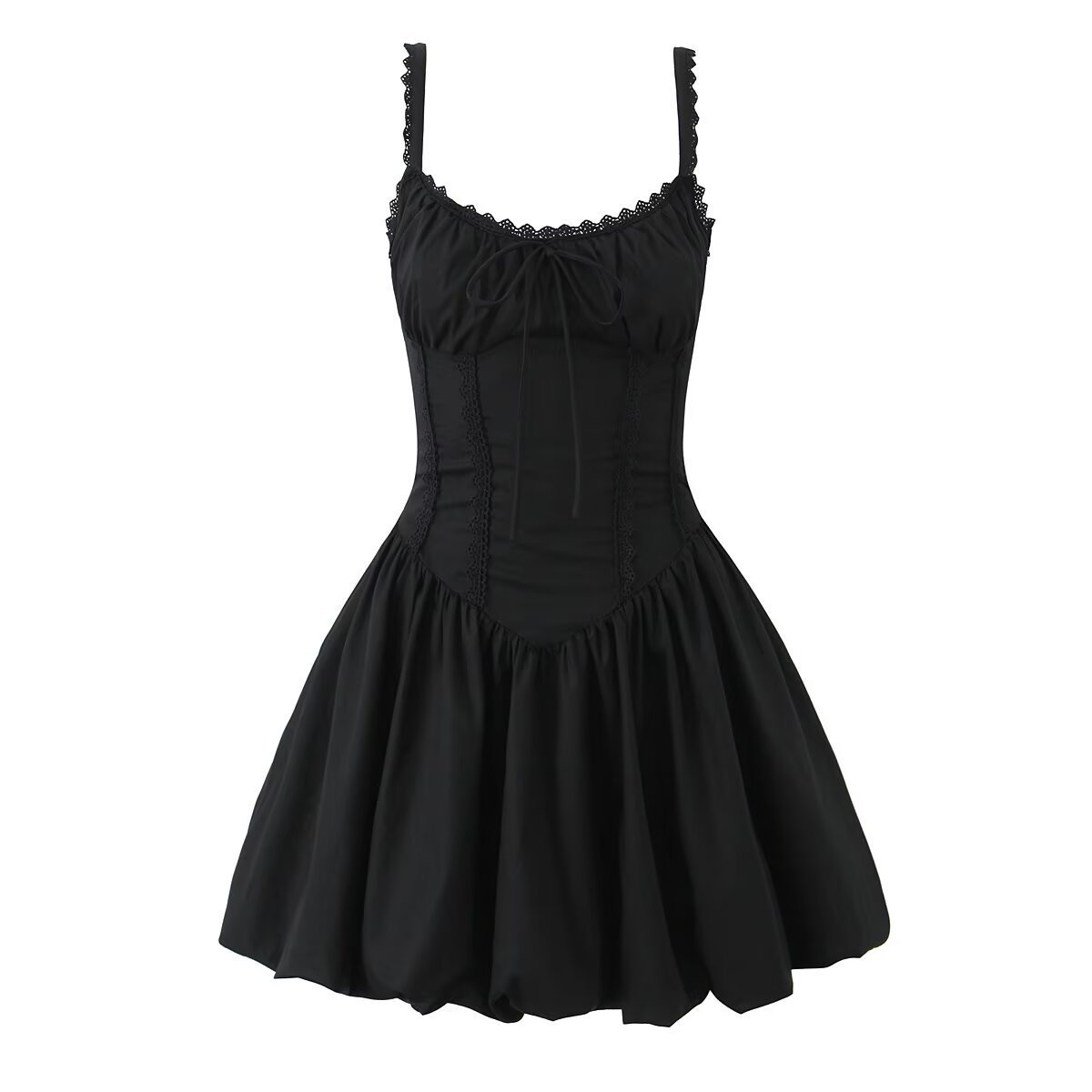 Lace Splicing Sling Lace-up Waist-controlled Dress