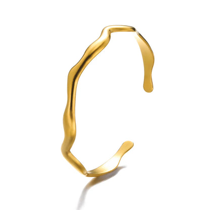 Exquisite Classic Bump Pattern Openning Bangles Bracelet For Women Cuff Bracelet Gold Color Stainless Steel Hand Ornament Gift