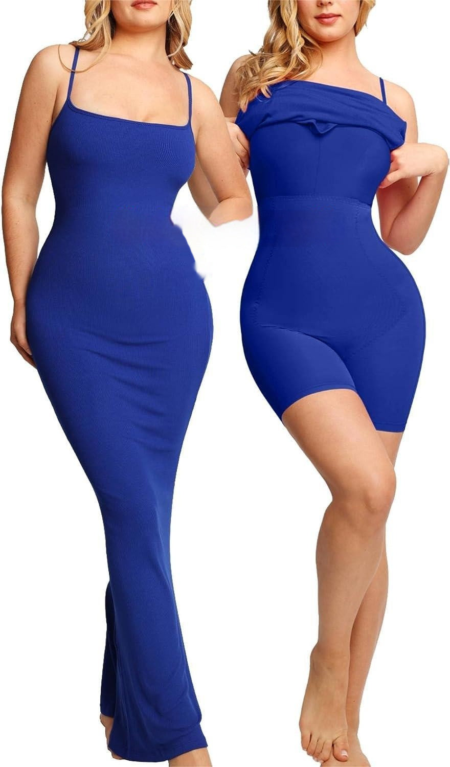 Women's Shapewear Dress Jumpsuit Tummy Tuck Lift Corset Open Crotch Suspender Tight Long Skirt Chest Pad Bodysuit Dress