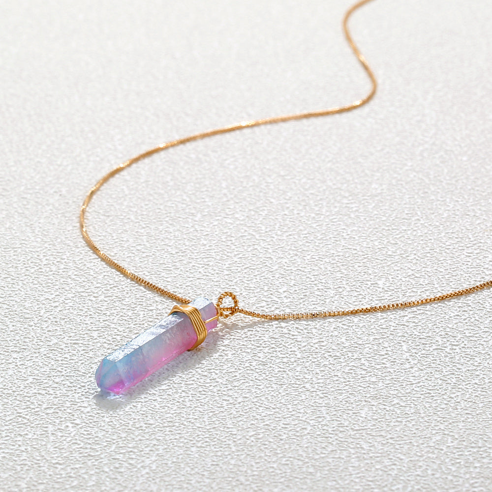 Natural Crystal Pillar Wrap Necklace