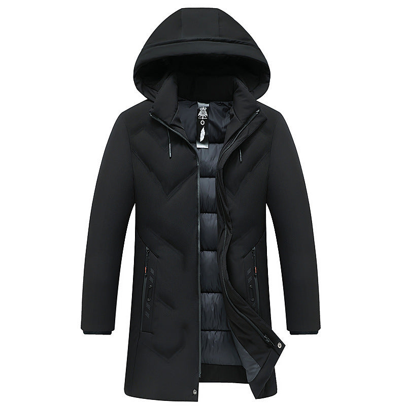 Casual Thickening Mid-length Hooded Detachable Warm-keeping Cotton Clothing