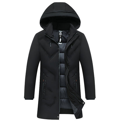 Casual Thickening Mid-length Hooded Detachable Warm-keeping Cotton Clothing