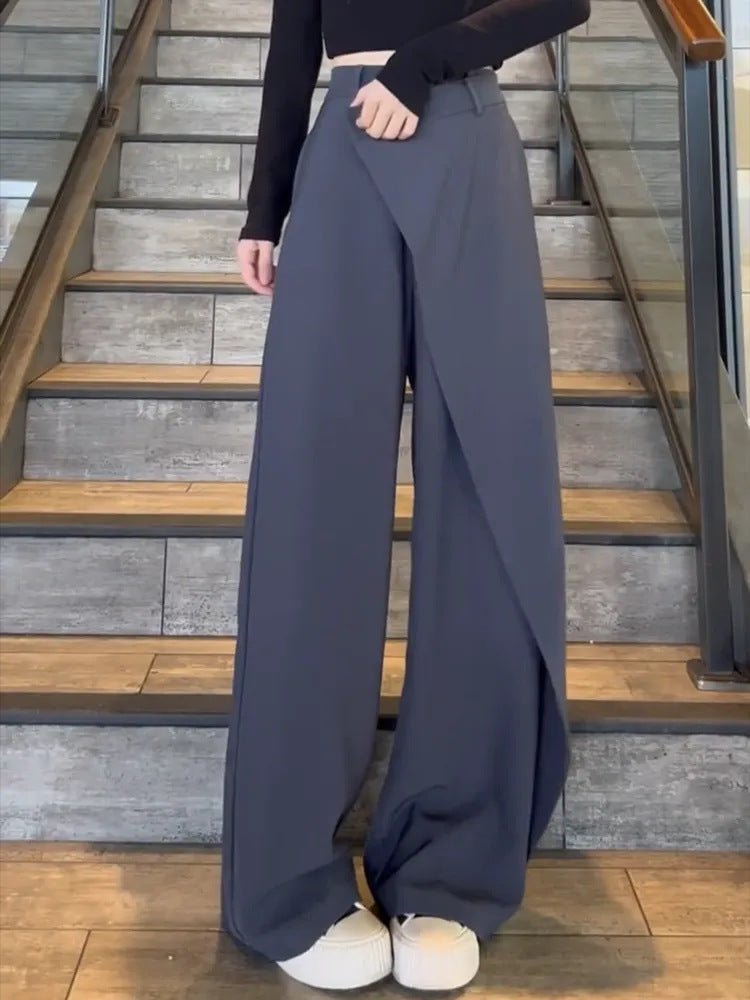 Irregular Wide-leg Pants Ins Fashion Loose Trousers Women's Clothing