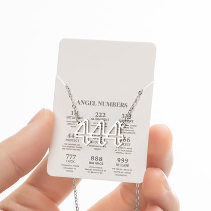 2025 Women's New Angel Lucky Digital Pendant Necklace Fashion 000-999 Stainless Steel Vintage Necklace