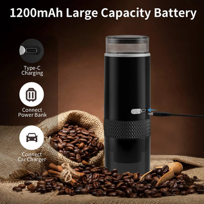 Portable Electric Coffee Maker for Ground Coffee and Capsule Brewing