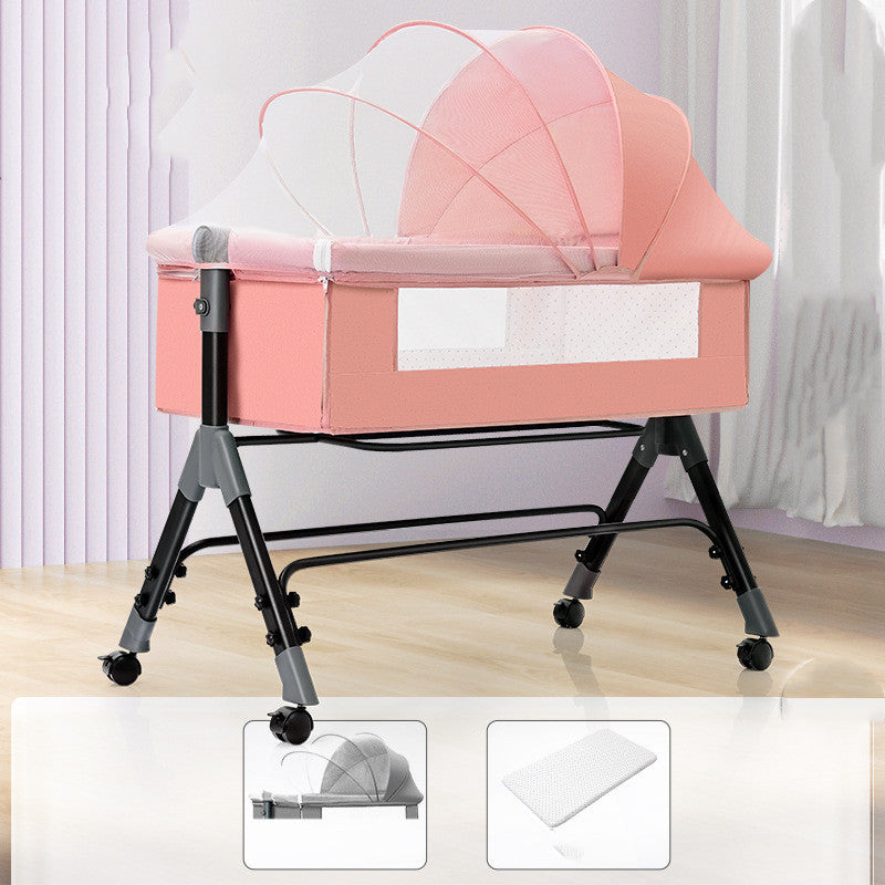 Baby Splicing Portable Multifunctional Mobile Folding Cradle Bed