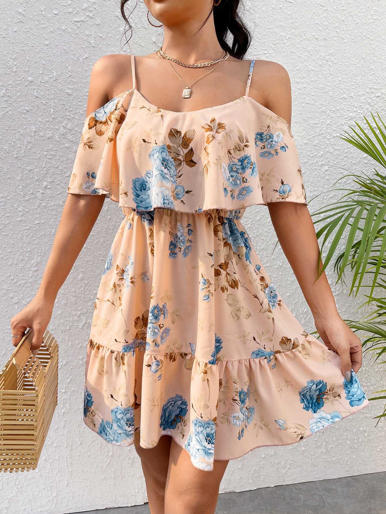 French Romantic Off-shoulder Waist Dress