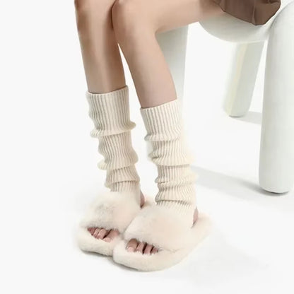 Lolita Long Socks Women Leg Warmers Knitted Warm Foot Cover White Arm Warmer Ladies Autumn Winter Crochet Socks Boot Cuffs