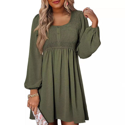 Long Sleeve High Waist A- Line Mini Dress