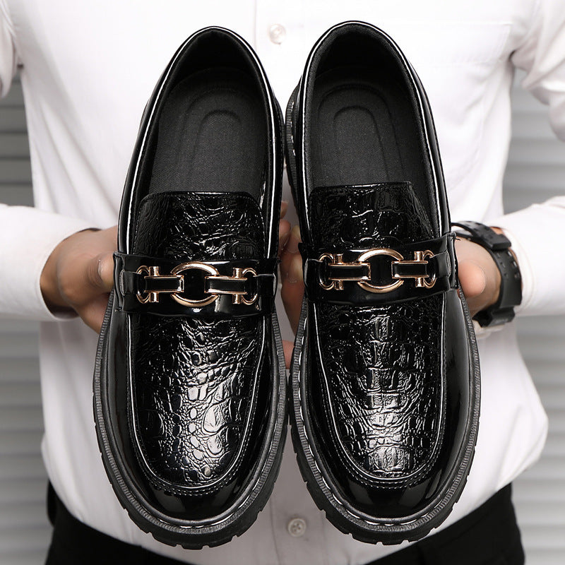 Glossy Casual Men's Youth British Leather Shoes