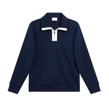 Composite Cotton Half Zipped Stand Collar Sweater