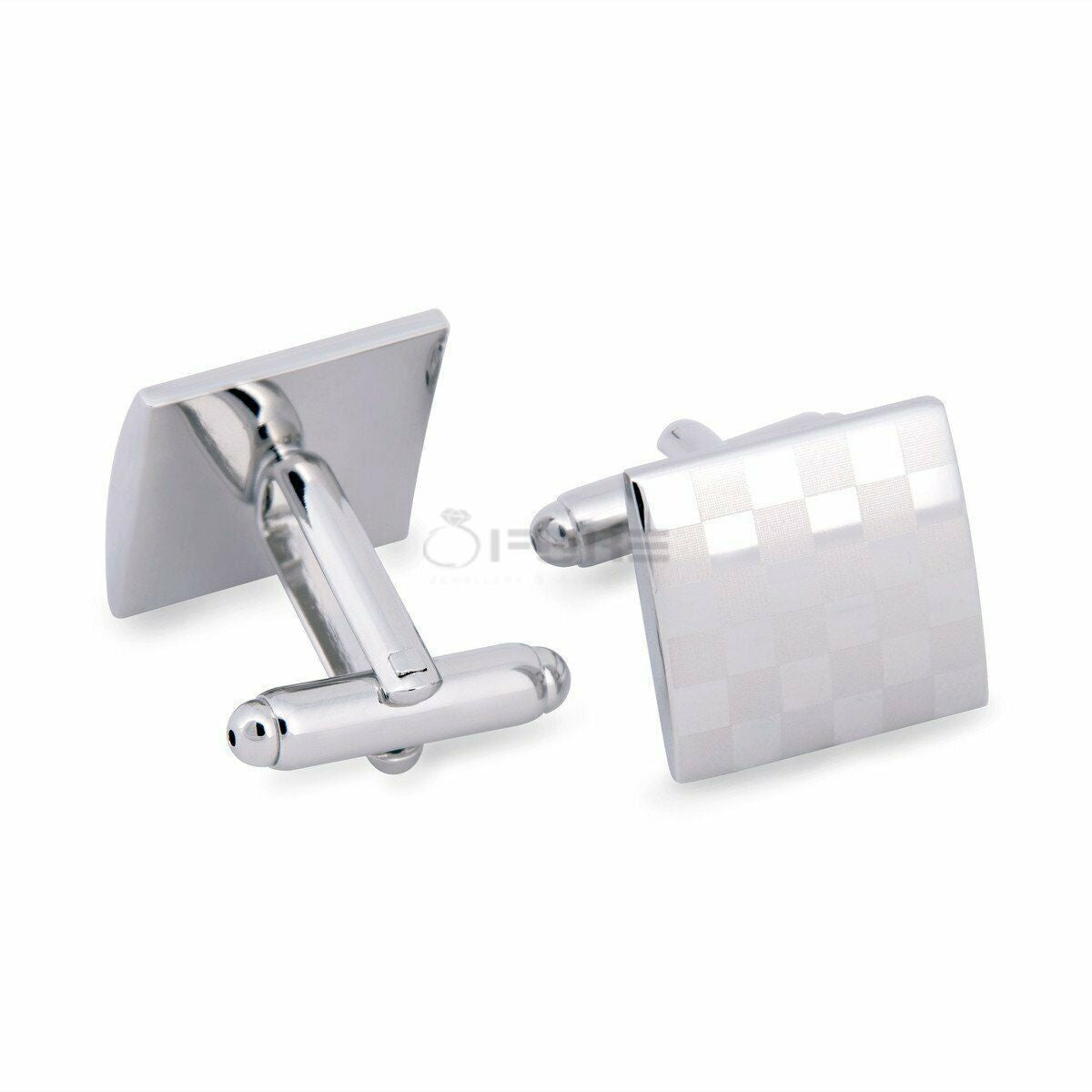 Classic Square Checkered Cuff Link 18Ct Gold Plated Men'S Formal Gift Cufflinks