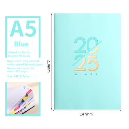 2025 Soft Leather A5 Daily Plan Schedule Book